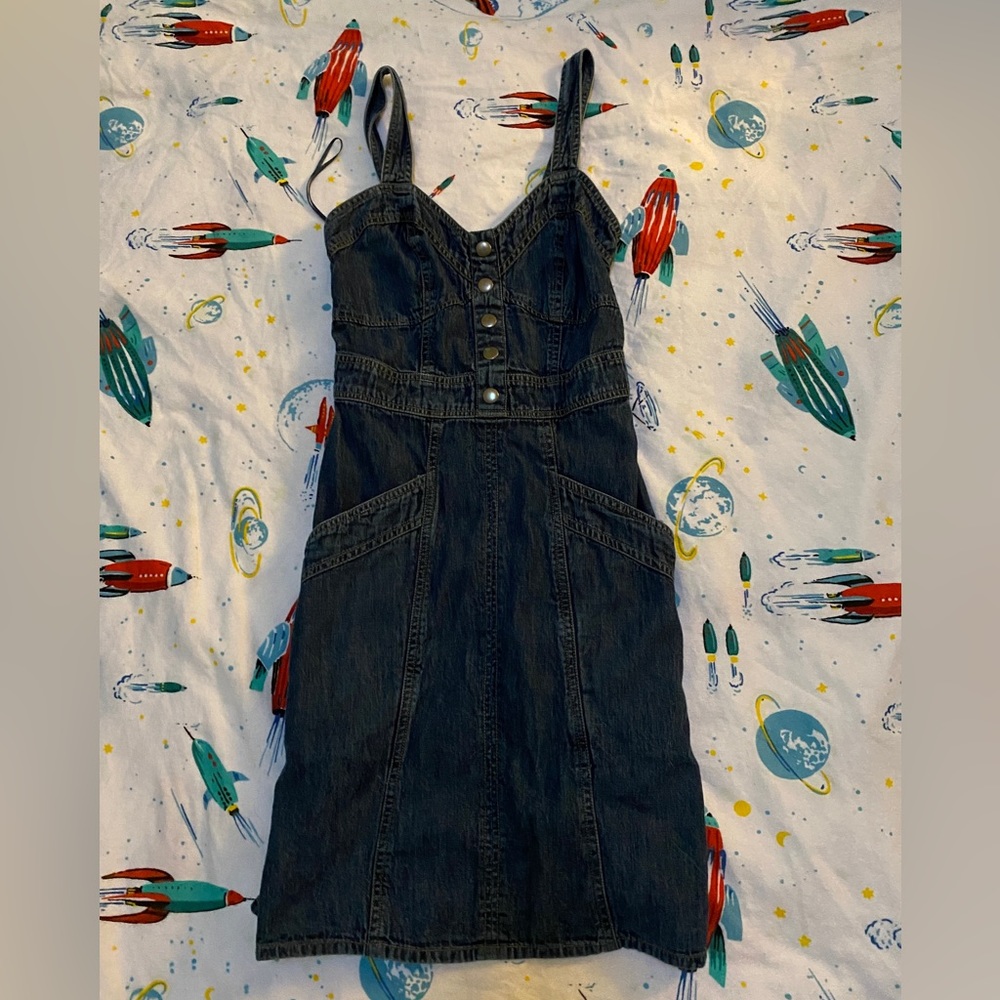 Dark wash denim dress